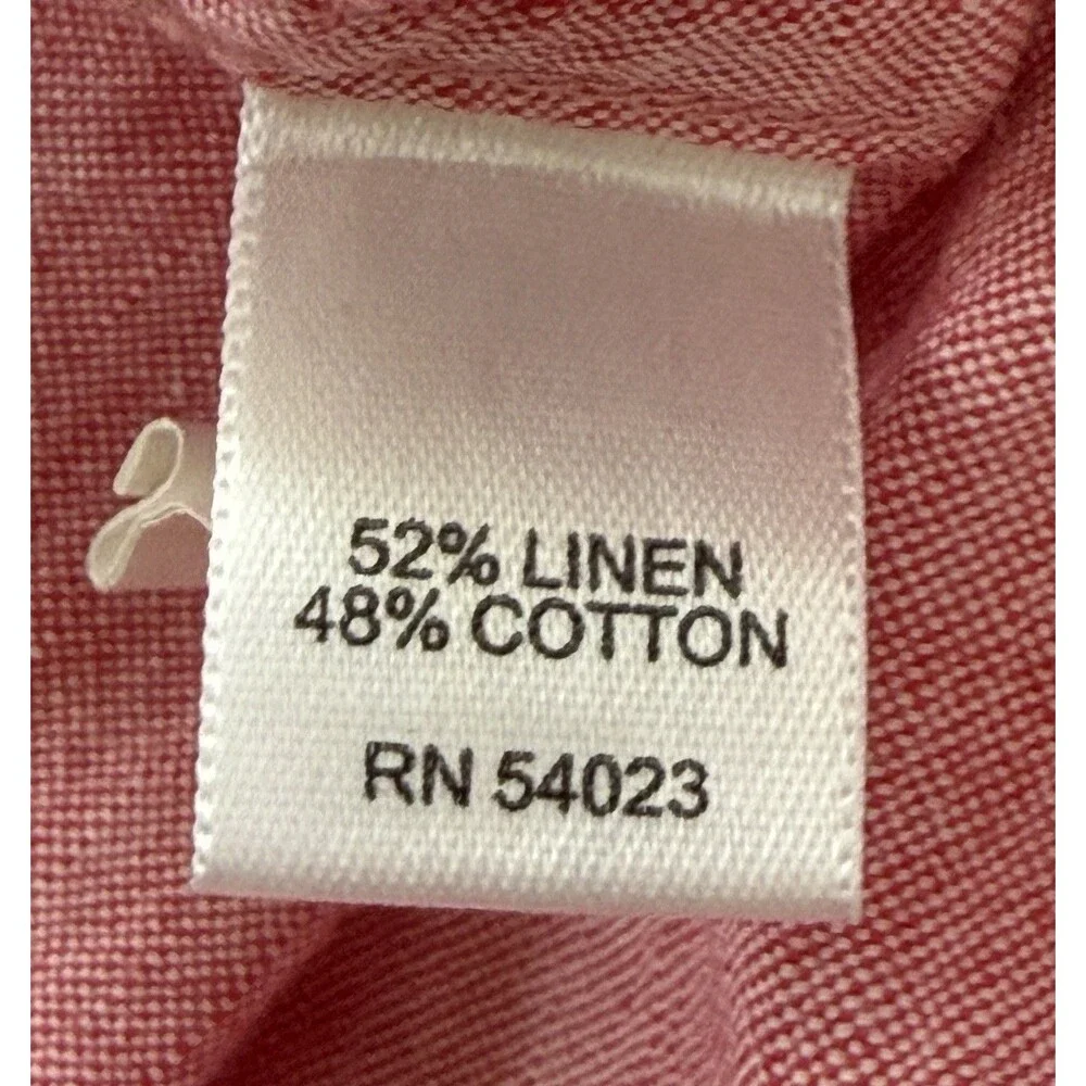 Banana Republic Men's Red Heathered Linen Blend Long Sleeve Button Down Shirt XL